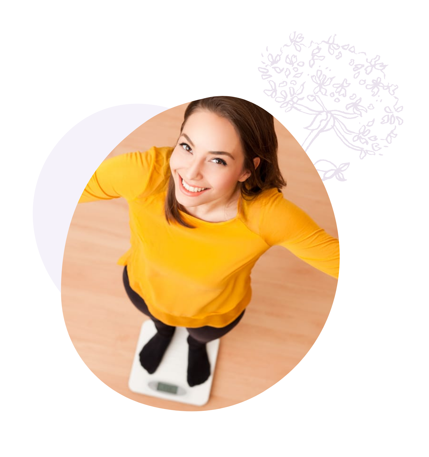 Lächelne Frau auf der Waage