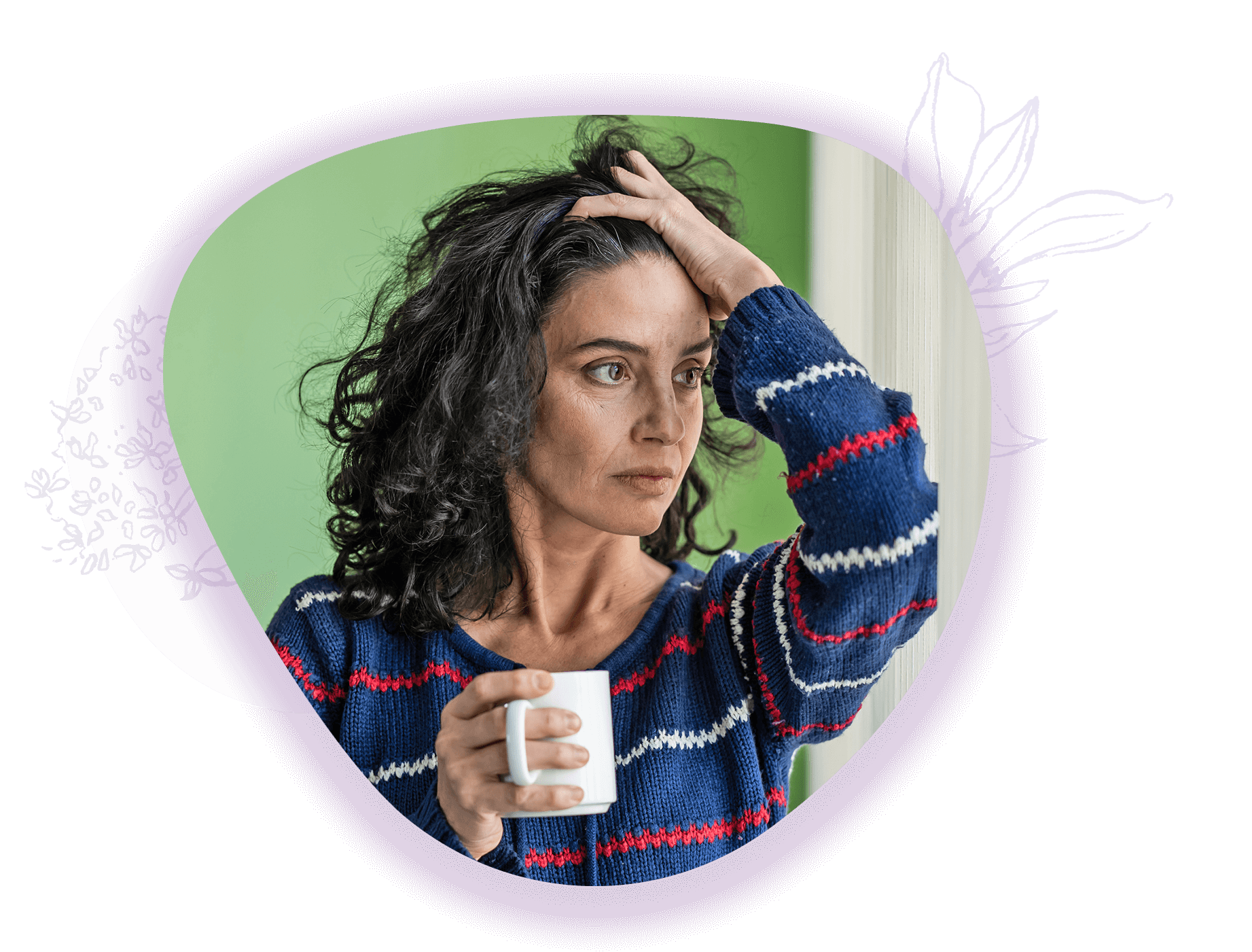 Besorgte Frau mit der Tasse